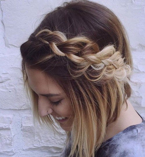 ombre Bob With A Messy Braid