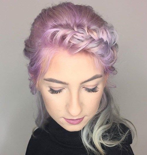 Pastell Purple Braided Hairstyle