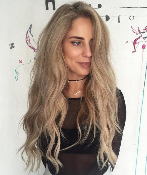 Pepel Blonde Wavy Hairstyle For Long Hair