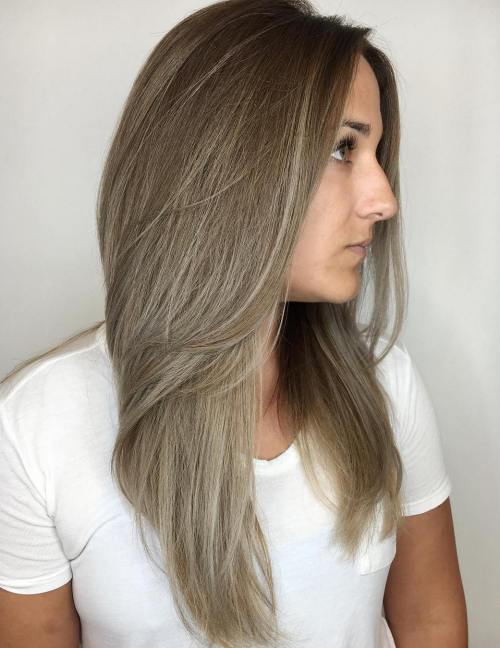 hnedý To Ash Blonde Ombre