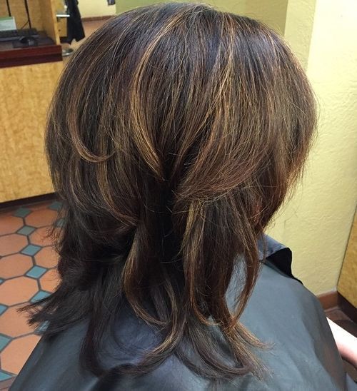 srednje layered brown haircut for thick hair