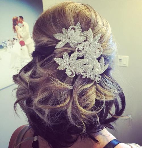 Polovica Up Curly Wedding Hairstyle