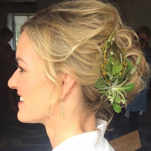 Messy Updo With Greenery