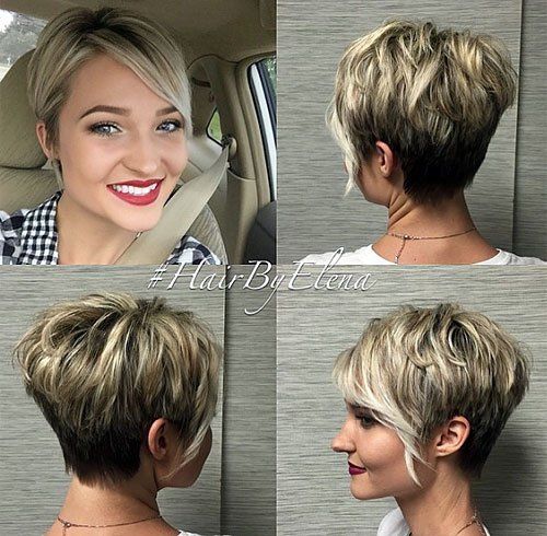 zoženi pixie with side bangs and blonde balayage