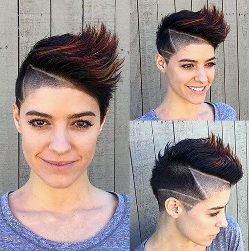 pixie with side undercut and shaved lines
