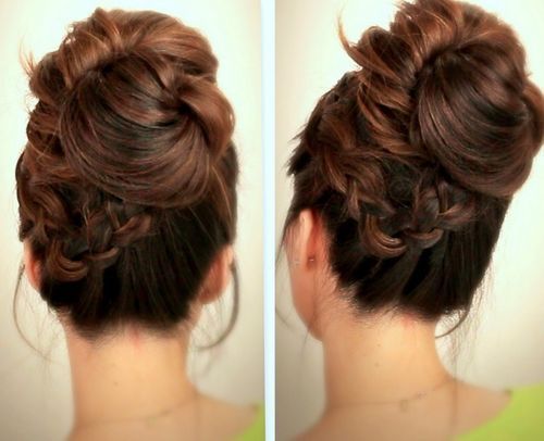 fint braided updo for long hair with a messy touch