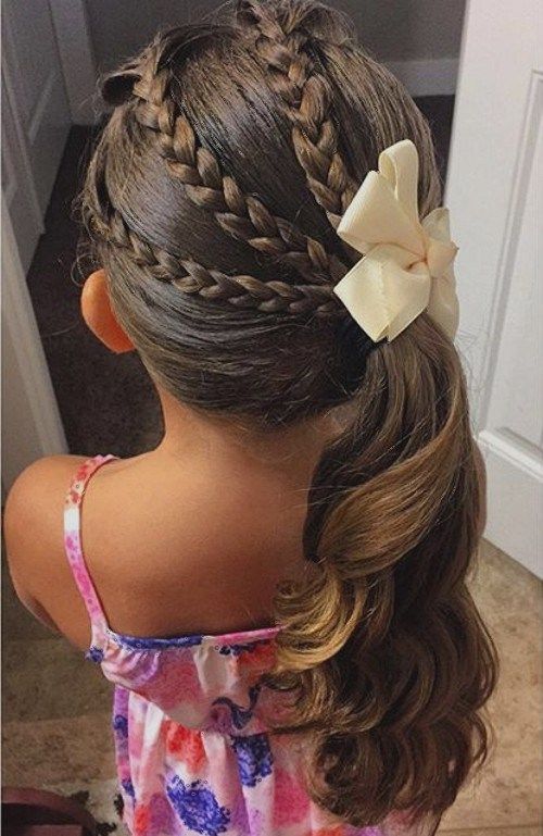 trippel- braid and pony little girl hairstyle
