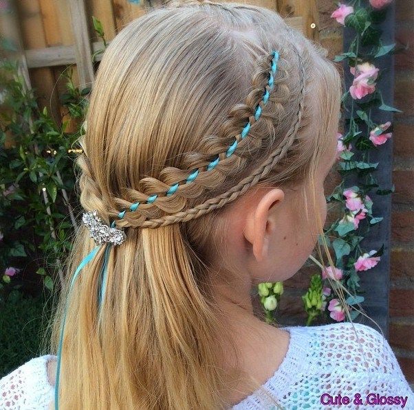 Halv Up Hairstyle With Ribbon Braids