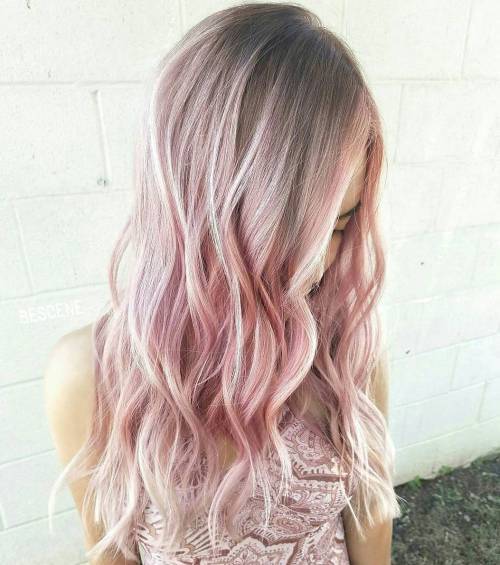 Ljus Pastel Pink Balayage Hair