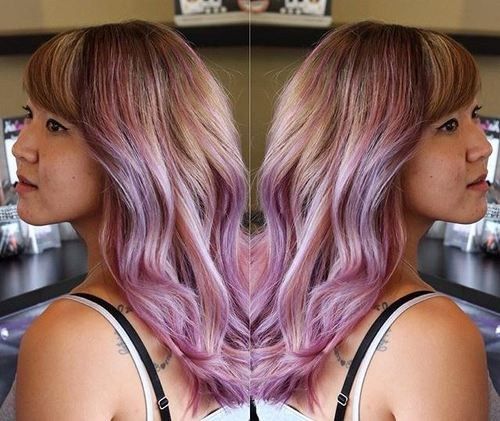 ljus brown hair with lavender ombre