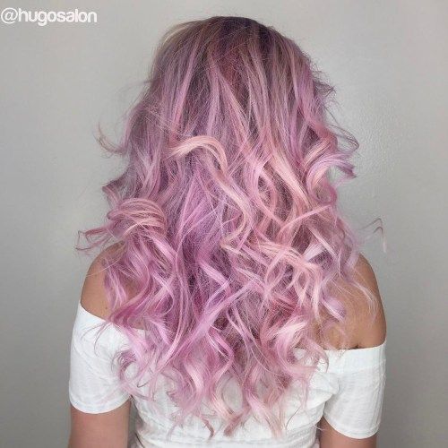 Lång Lavender Curly Hairstyle