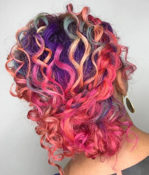 Pastell Hair Curly Braided Updo