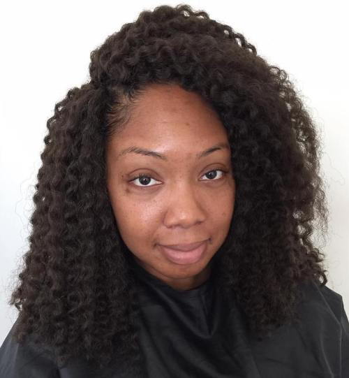 Medium Side Parted Natural Hairstyle