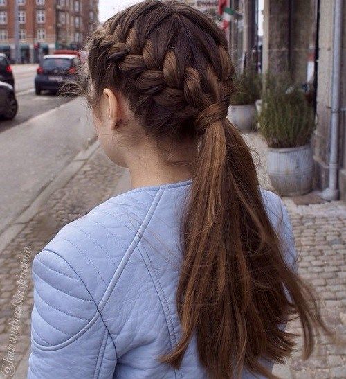 Två Braids And Pony For Long Thick Hair