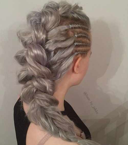silver- braided hairstyle