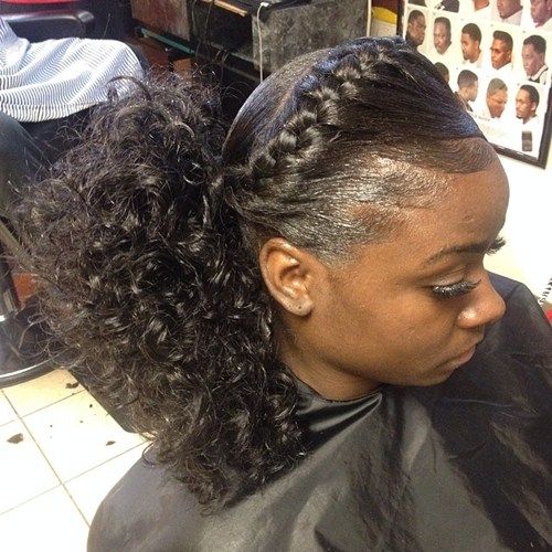 formal black side curly ponytail