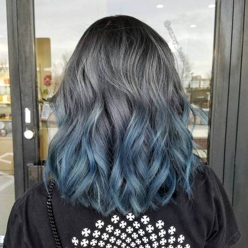 Grå To Pastel Blue Ombre