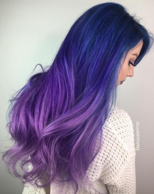 Modrá To Purple Ombre Hair