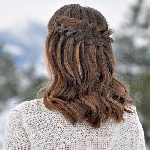 holländska waterfall braid for medium hair