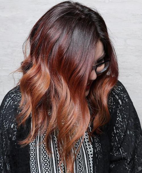 Svart, Burgundy And Copper Ombre