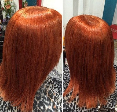stredná straight copper hairstyle