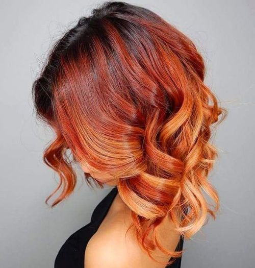 červená Curly Ombre Hair