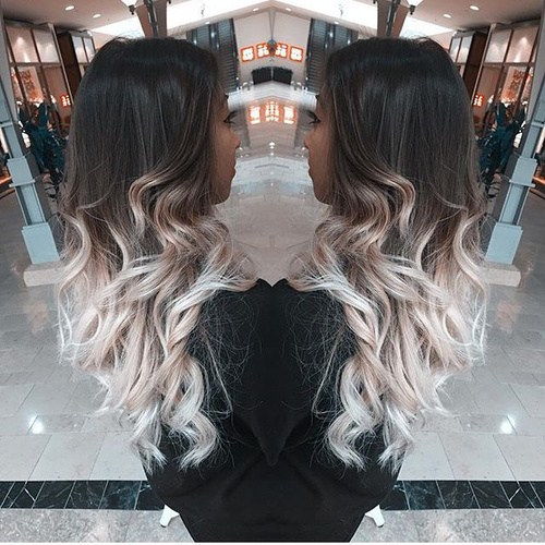 negru to ash blonde ombre for long hair