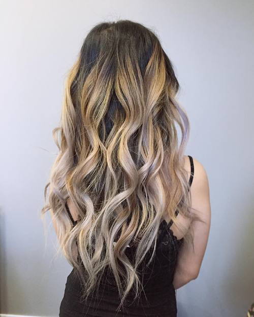 maro hair with golden and silver balayage