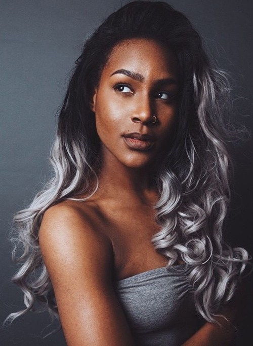 negru to gray ombre for black women