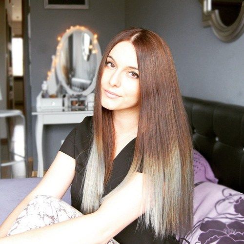 ușoară brown hair with silver ombre