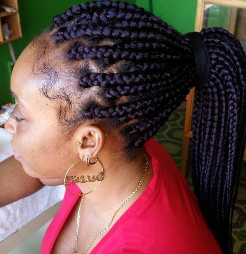 låda braids in a ponytail