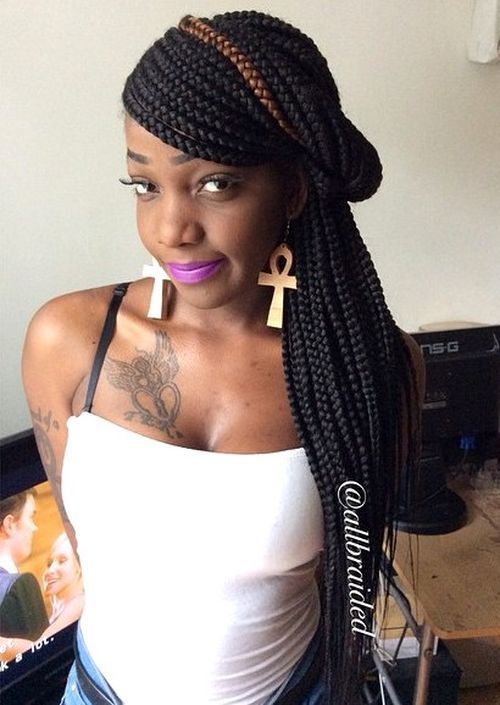 halv up twisted hairstyle for box braids