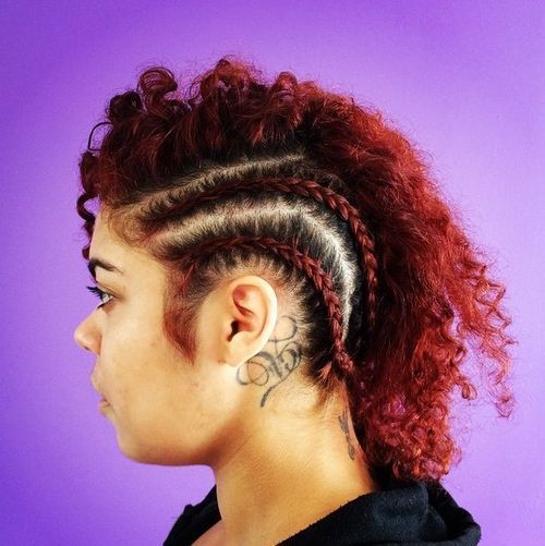 împletit mohawk for curly hair