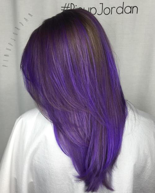 hnedý And Purple Layered Hairstyle
