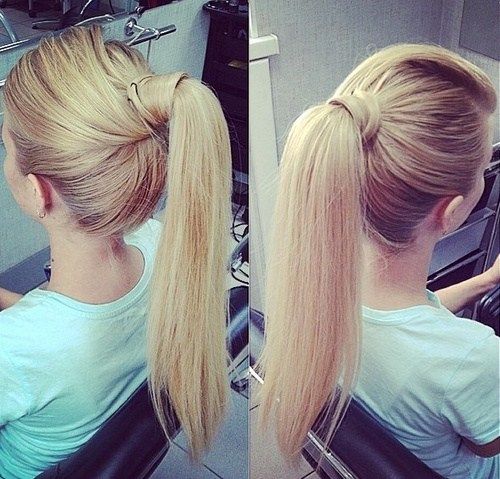 hög blonde ponytail hairstyle