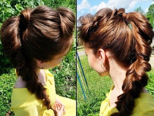 lång braided ponytail