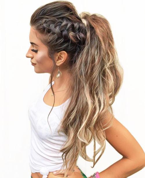 chaotický Long Ponytail With Side Braid