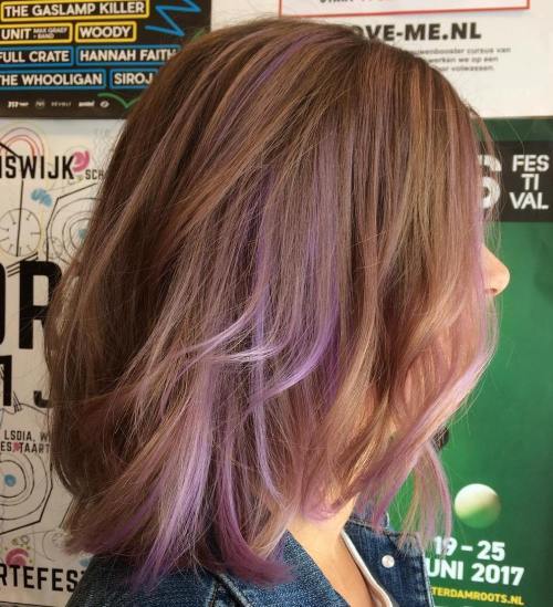 Roşcat Brown Hair With Lavender Highlights