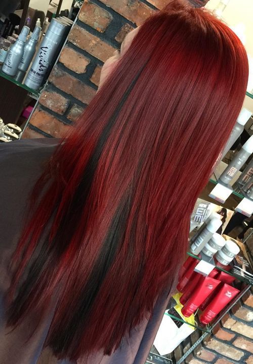 vin red hair with black peek-a-boo highlights