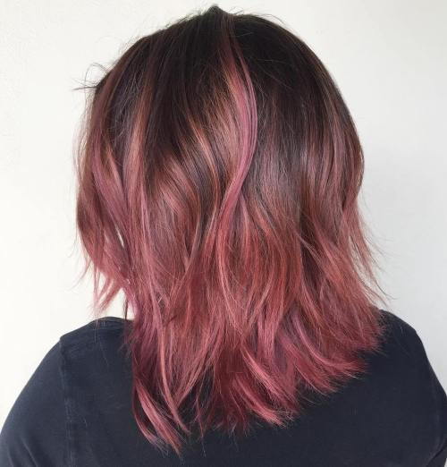 brun to pink ombre bob