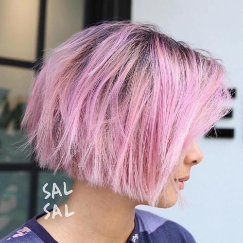 pastel pink highlights for brown hair