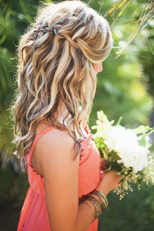 mediu braided hairstyle for bridesmaids