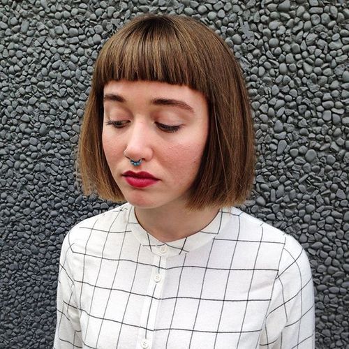 Top chin-length bob with subtle highlights