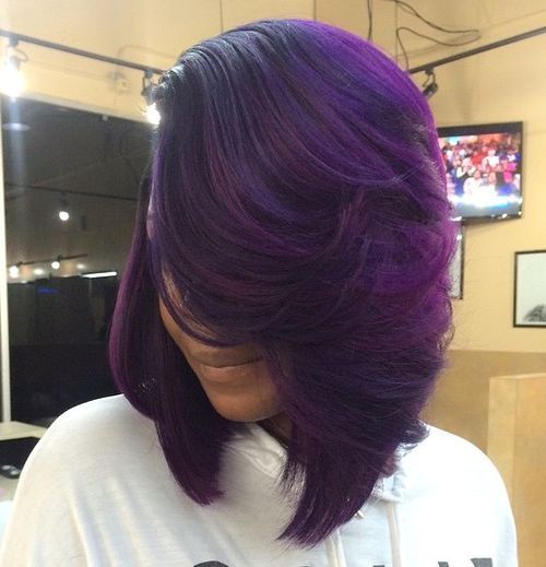 vijolična balayage for black hair