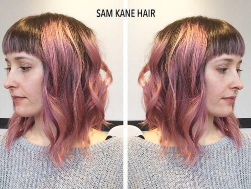 rjav hair with pastel pink highlights