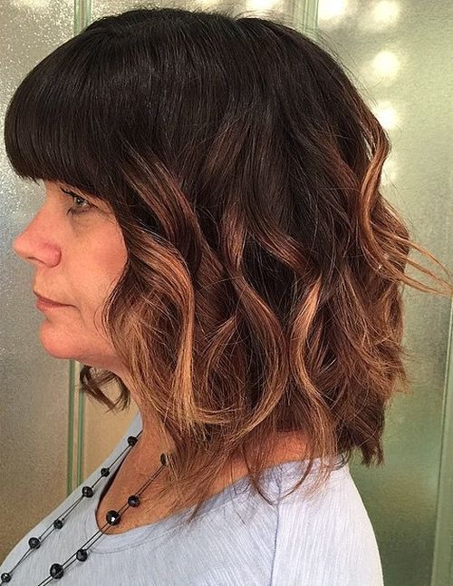 temno brown hair with caramel ombre highlights