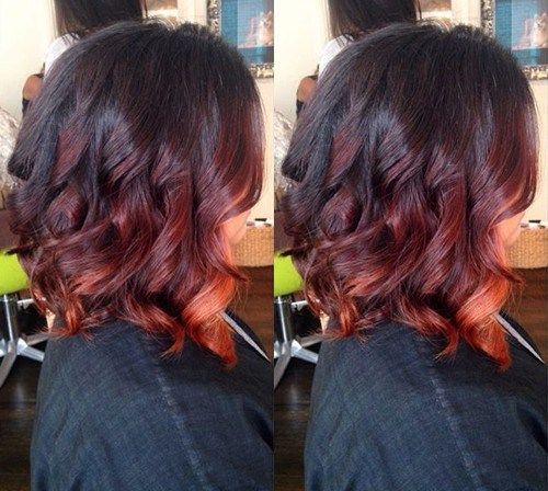 svart to red ombre bob
