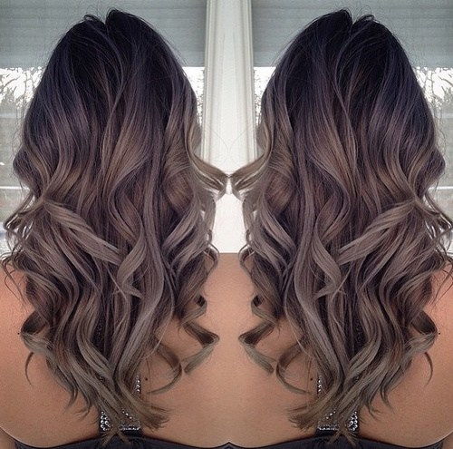 svart to ashy brown ombre