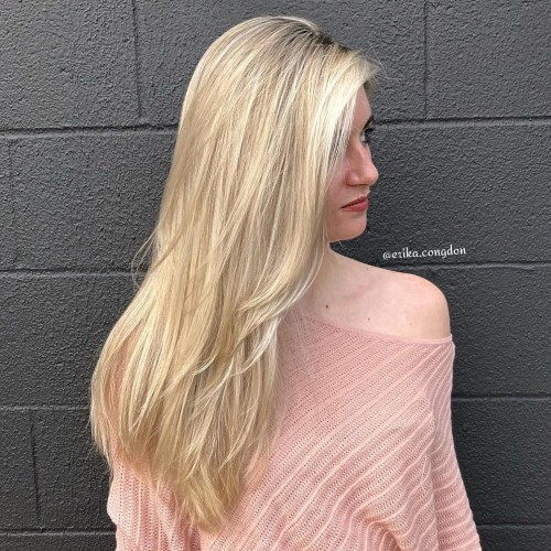 Lång Blonde Hairstyle With Layers