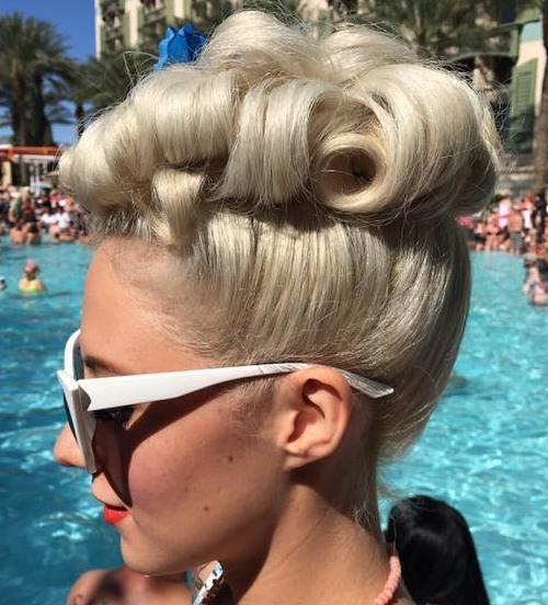 blond curly pin up updo